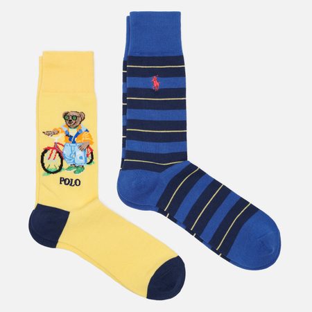 Комплект носков Polo Ralph Lauren Harbour Island Bear Crew 2-Pack, цвет комбинированный