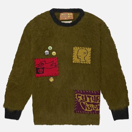 Мужской свитер Brain Dead Future Vision Boxy Knit, цвет оливковый