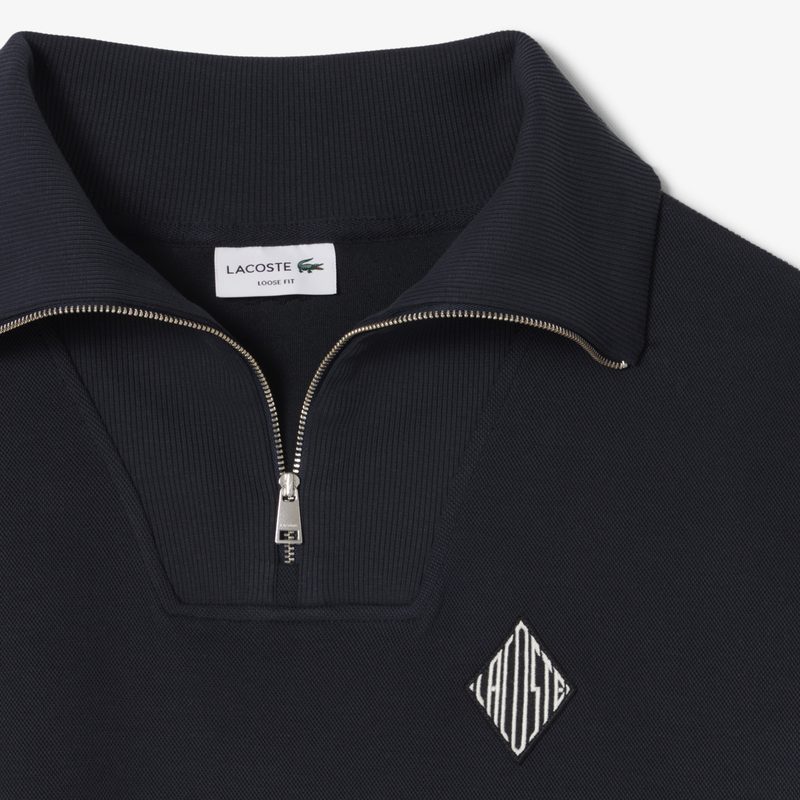 Мужская хлопковая толстовка Lacoste с высоким воротом и застежкой-молнией 5