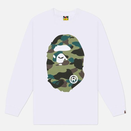 Мужской лонгслив A Bathing Ape 1st Camo Big Ape Head, цвет белый