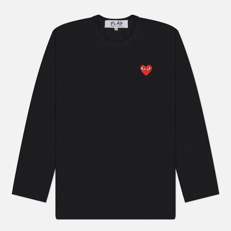 Мужской лонгслив Comme des Garcons Play Classic Red Heart, цвет чёрный