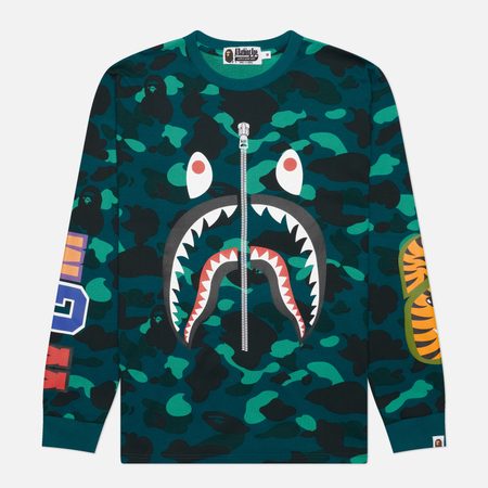 Мужской лонгслив A Bathing Ape Color Camo Shark, цвет зелёный