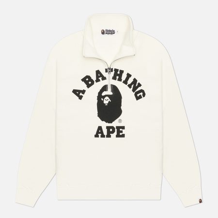 Мужская толстовка A Bathing Ape College Half Zip Relaxed Fit, цвет бежевый