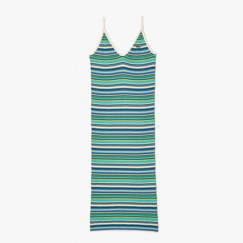 Женское длинное платье Lacoste в полоску 5