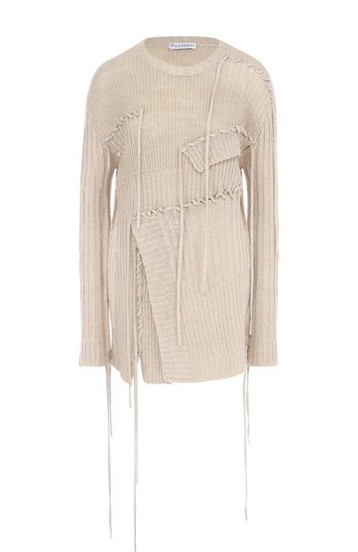 Однотонный вязаный пуловер с круглым вырезом JW Anderson