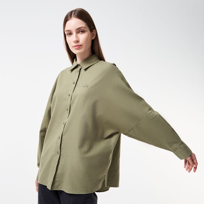 Женская хлопковая рубашка Lacoste свободного кроя 4