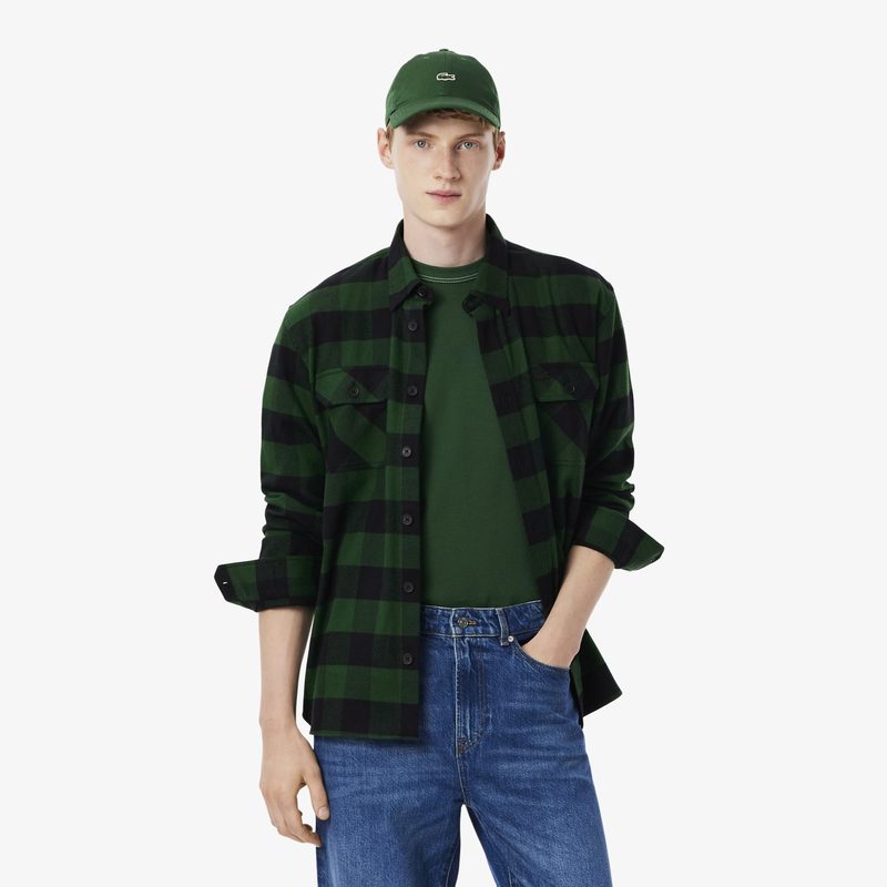 Мужская фланелевая утепленная рубашка Lacoste оверсайз