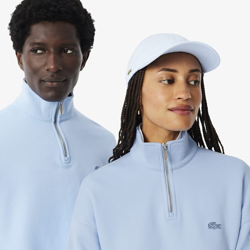 Хлопковый свитшот Lacoste унисекс свободного кроя из плотного флиса с застежкой-молнией на воротнике 3