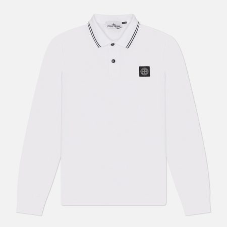 Мужской лонгслив Stone Island Organic Cotton Pique With Stretch Slim Polo, цвет белый