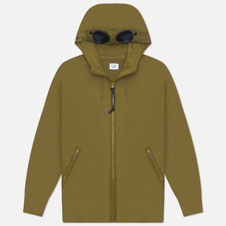 Мужская толстовка C.P. Company Diagonal Raised Fleece Goggle Hoodie Regular, цвет оливковый