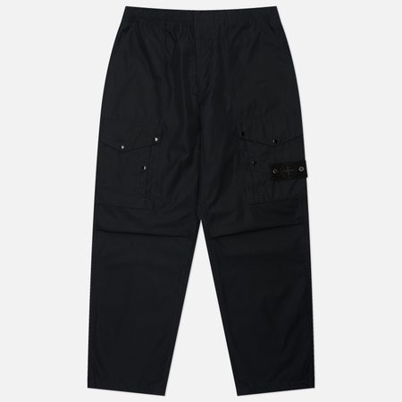 Мужские брюки Stone Island Ghost Piece All-Weather Cotton Canvas Loose Cargo, цвет чёрный
