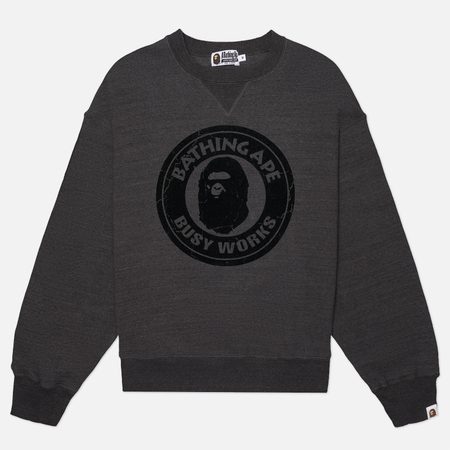 Мужская толстовка A Bathing Ape Over Dye Busy Works Relaxed Fit Crewneck, цвет серый
