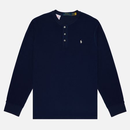 Мужской лонгслив Polo Ralph Lauren Supersoft Sleep Henley, цвет синий