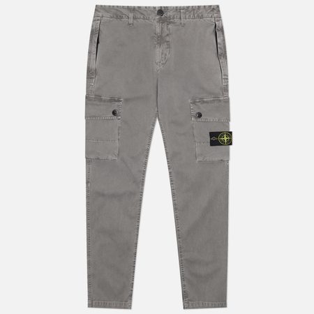 Мужские брюки Stone Island Stretch Organic Broken Twill Cotton Old Effect Slim, цвет серый