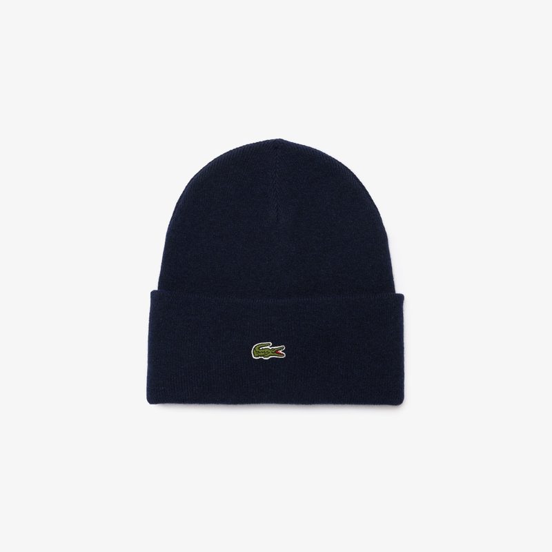 Шерстяная шапка Lacoste унисекс в рубчик