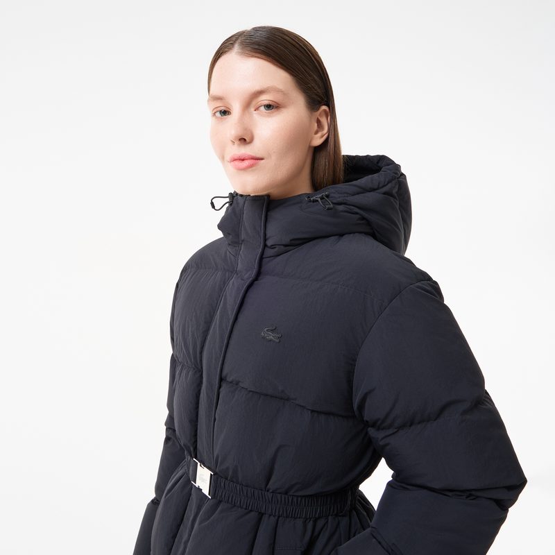 Женский длинный пуховик Lacoste с поясом 3