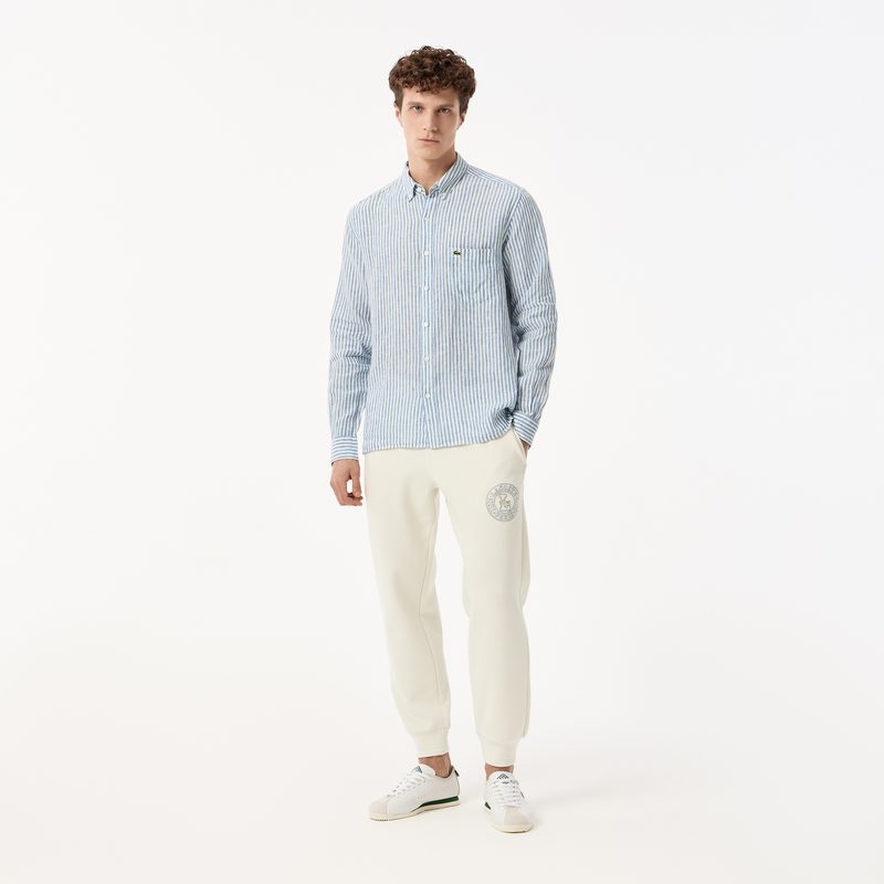 Мужская льняная рубашка Lacoste в полоску 4