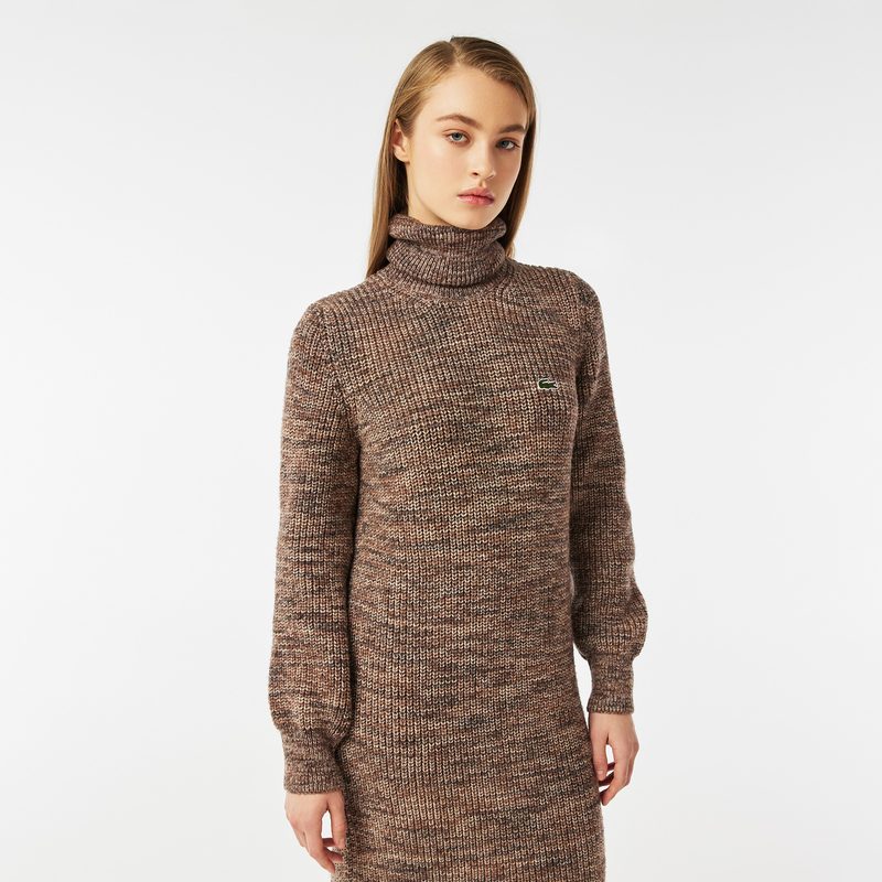 Шерстяное платье Lacoste с высоким воротом 3