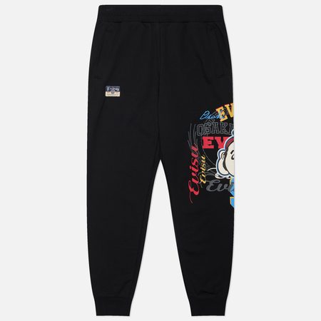 Мужские брюки Evisu Heritage Godhead Printed Regular Fit, цвет чёрный