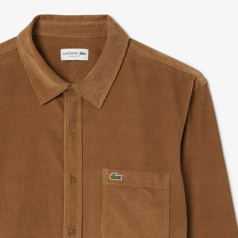 Мужская хлопковая велюровая рубашка Lacoste стандартного кроя 5