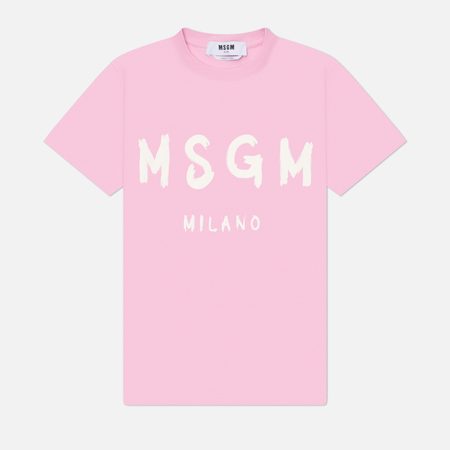 Женская футболка MSGM MSGM Brush Stroke Logo, цвет розовый