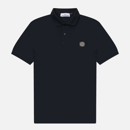 Мужское поло Stone Island Organic Cotton Pique Slim, цвет синий