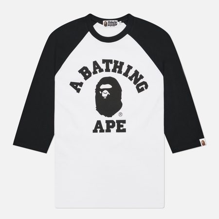 Мужской лонгслив A Bathing Ape College Raglan Regular Fit, цвет белый