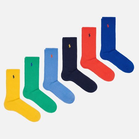 Комплект носков Polo Ralph Lauren Solids Crew 6-Pack, цвет комбинированный