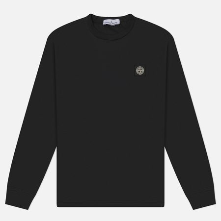 Мужской лонгслив Stone Island 60/2 Cotton Jersey Slim Compass Patch, цвет чёрный
