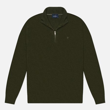 Мужской свитер Hackett Lambswool Half-Zip, цвет оливковый