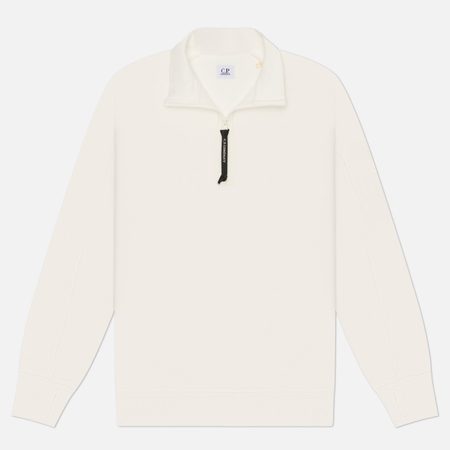 Мужская толстовка C.P. Company Diagonal Raised Fleece Half Zip Lens Regular, цвет белый