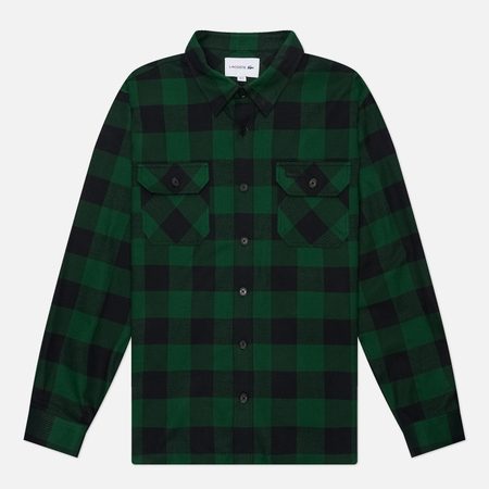 Мужская рубашка Lacoste Plaid Cotton, цвет зелёный