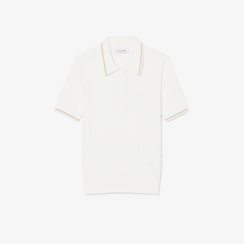 Женское поло Lacoste фактурной вязки 4