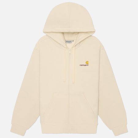 Мужская толстовка Carhartt WIP Full Zip Hooded American Script, цвет бежевый