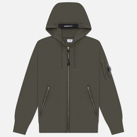 Мужская толстовка C.P. Company Dioganal Raised Fleece Lens Full-Zip Hoodie, цвет серый