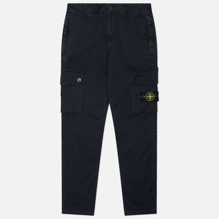 Мужские брюки Stone Island Stretch Organic Broken Twill Cotton Old Effect Slim, цвет синий