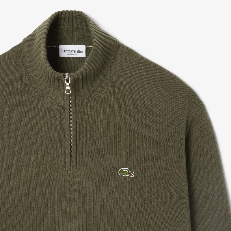 Мужской шерстяной свитер Lacoste на молнии с высоким воротом 5
