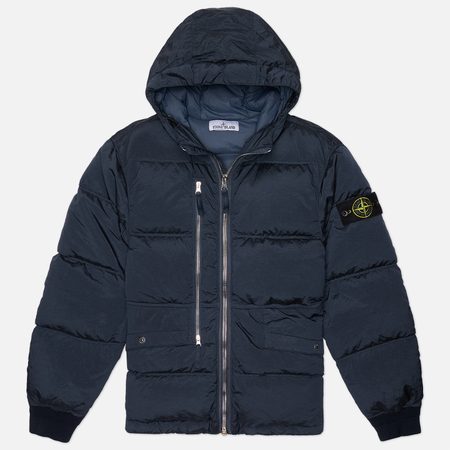 Мужской пуховик Stone Island Nylon Metal In Econyl Hooded, цвет синий