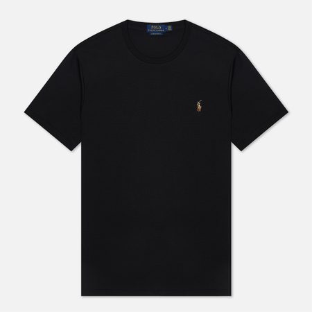 Мужская футболка Polo Ralph Lauren Custom Slim Fit Interlock, цвет чёрный