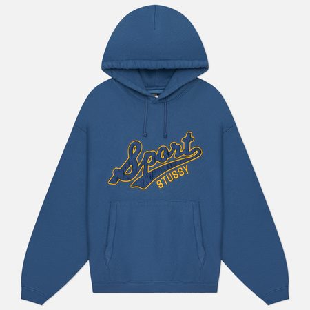 Мужская толстовка Stussy Satin Patch Oversized Hoodie, цвет синий