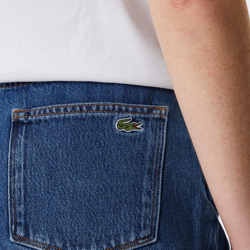 Женские короткие джинсовые шорты Lacoste на пуговице 5