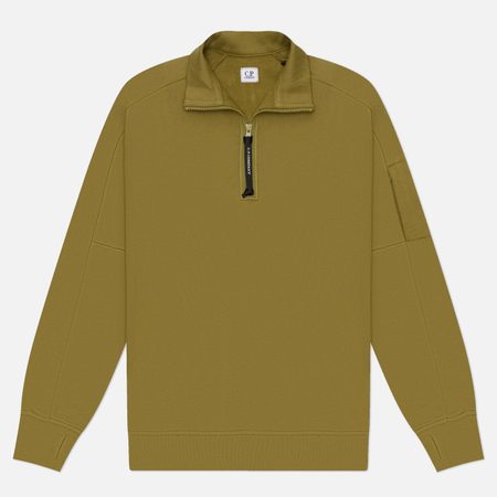 Мужская толстовка C.P. Company Diagonal Raised Fleece Half Zip Lens Regular, цвет оливковый