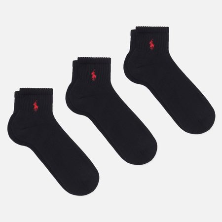 Комплект носков Polo Ralph Lauren Quarter 3-Pack, цвет чёрный