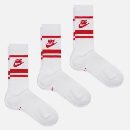 Комплект носков Nike 3-Pack Everyday Essential Crew, цвет белый