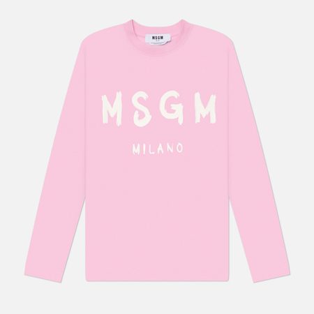 Женский лонгслив MSGM Brush Stroke Logo Cotton, цвет розовый