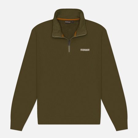 Мужская толстовка Napapijri Small Box Half-Zip, цвет оливковый