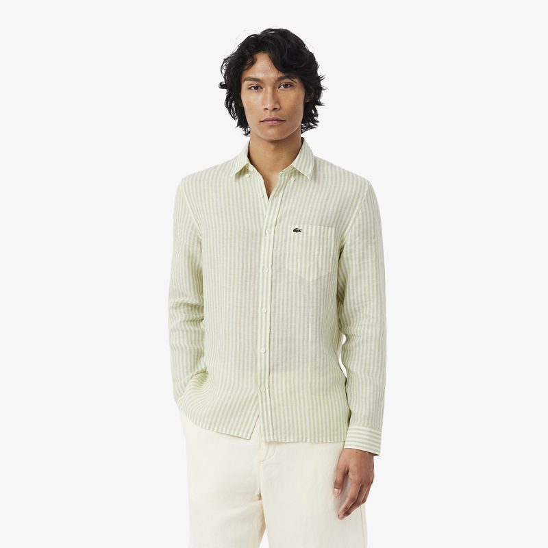 Мужская льняная рубашка Lacoste в полоску