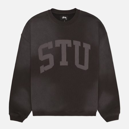 Мужская толстовка Stussy Stu Relaxed Crew, цвет чёрный