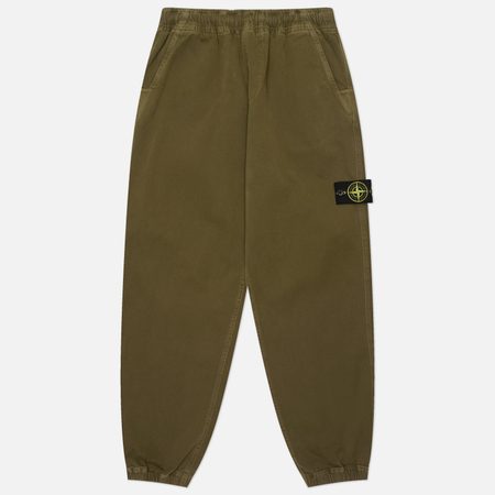 Мужские брюки Stone Island Organic Panama Cotton Old Effect Loose, цвет оливковый