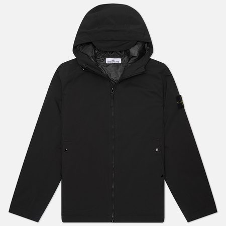 Мужская демисезонная куртка Stone Island Light Soft Shell-R E.Dye Primaloft Insulation Hooded, цвет чёрный